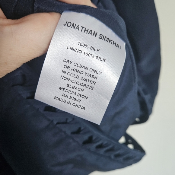 JONATHAN SIMKHAI | Silk Navy Blue Crossbar Romper Jumpsuit | Size S - Picture 7 of 9